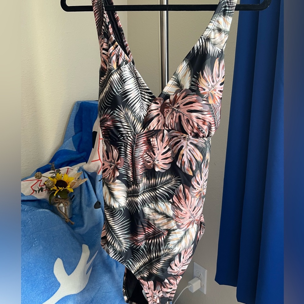 Hurley One Piece Swimsuit - Pink and Black Tropical